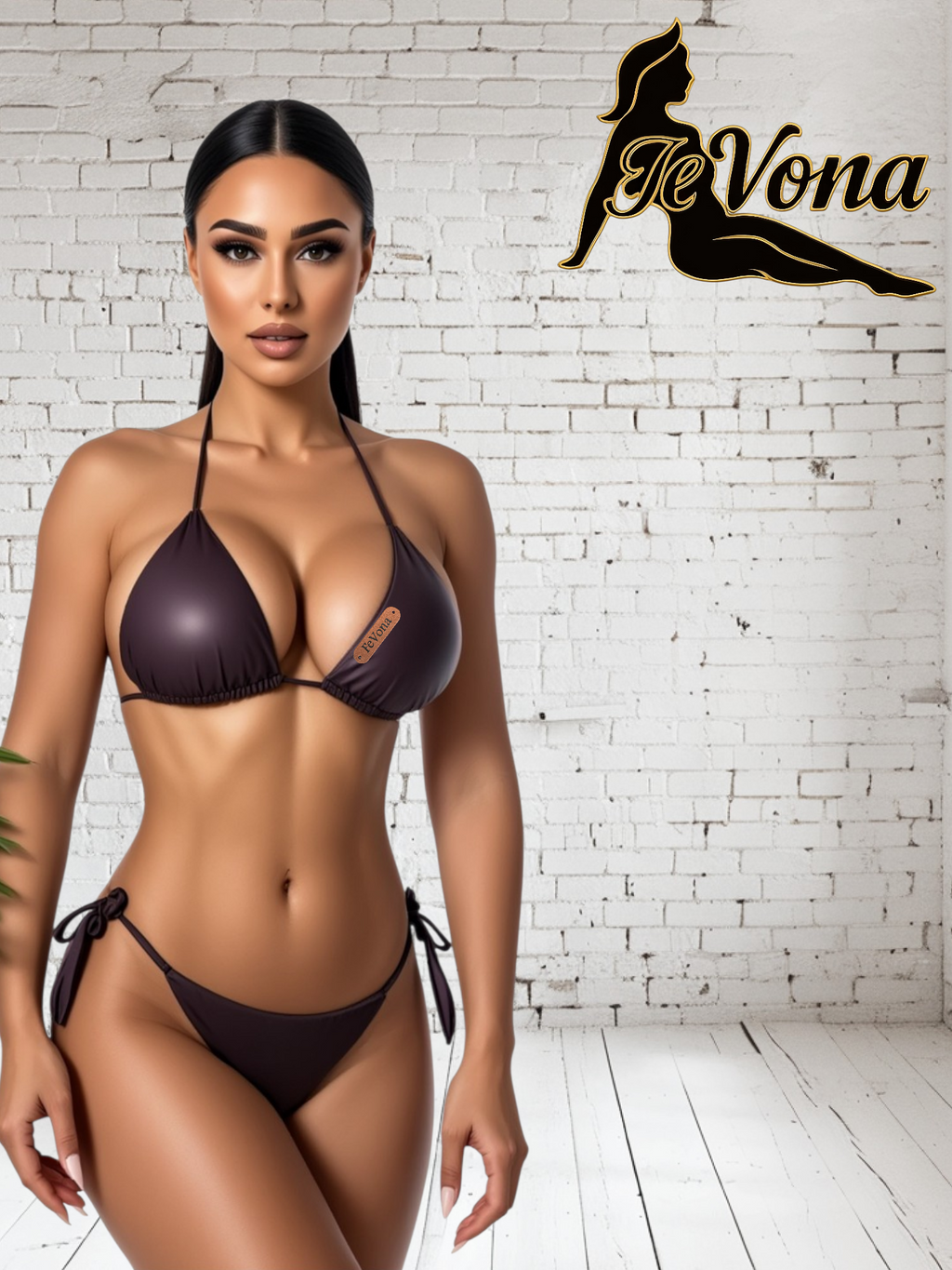 Bikini Fevona Paars Leather look