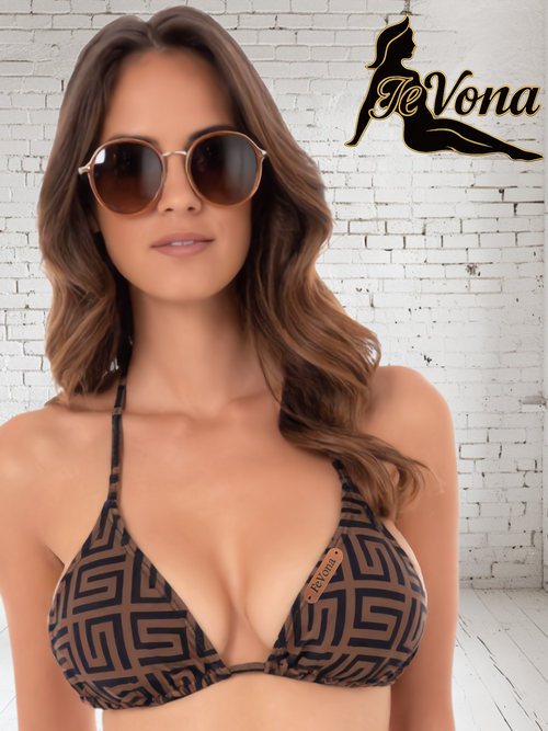 Bikini Bruin Met Zwarte Vakjes Fevona