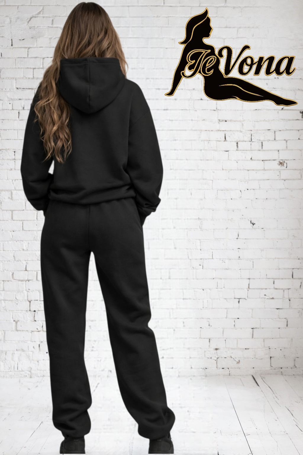 Joggingpak Fevona Zwart Zonder Rits (Pre Order)