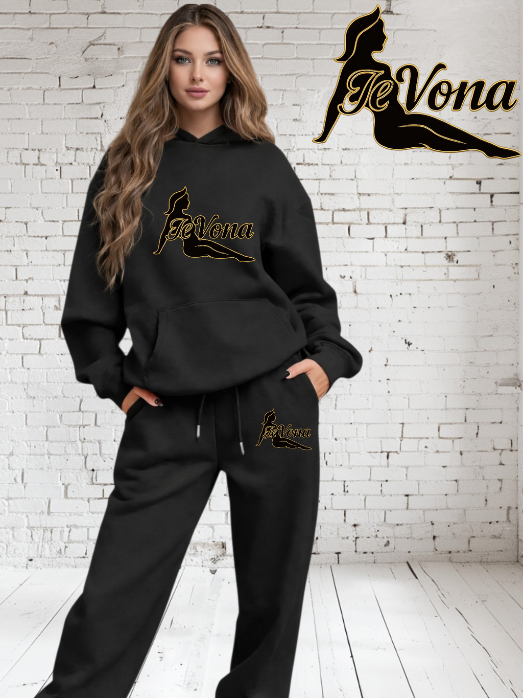 Joggingpak Fevona Zwart Zonder Rits (Pre Order)