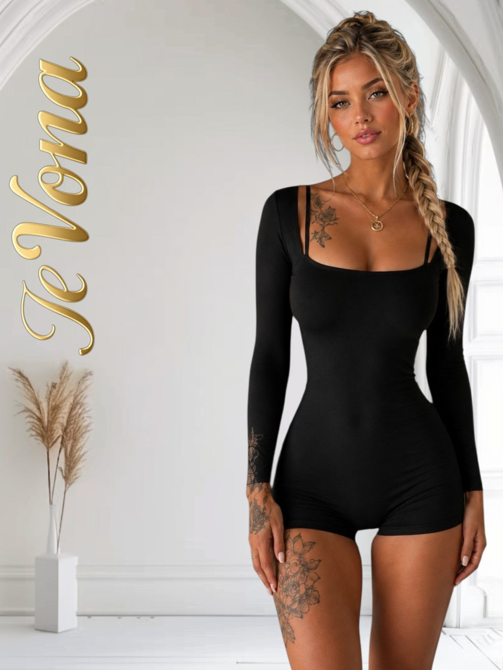 Fitness Jumpsuit Fevona Zwart 2-Delig