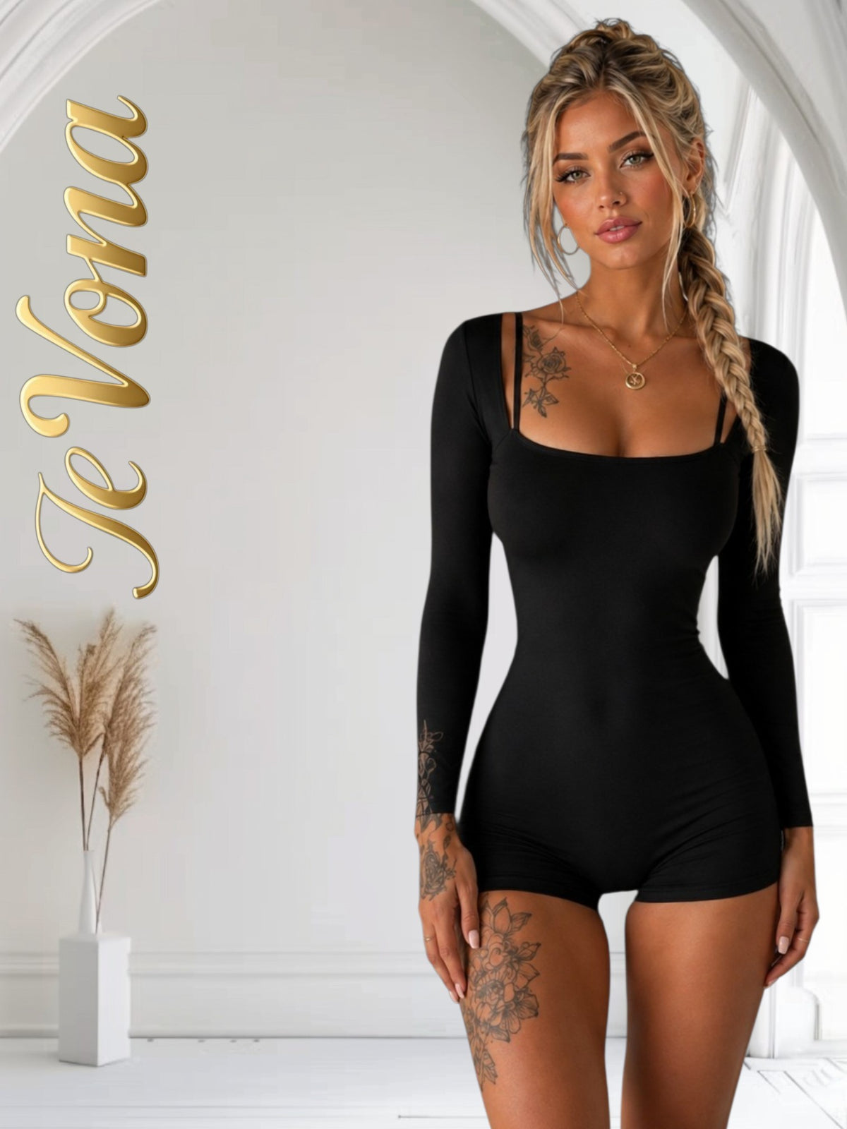 Fitness Jumpsuit Fevona Zwart 2-Delig