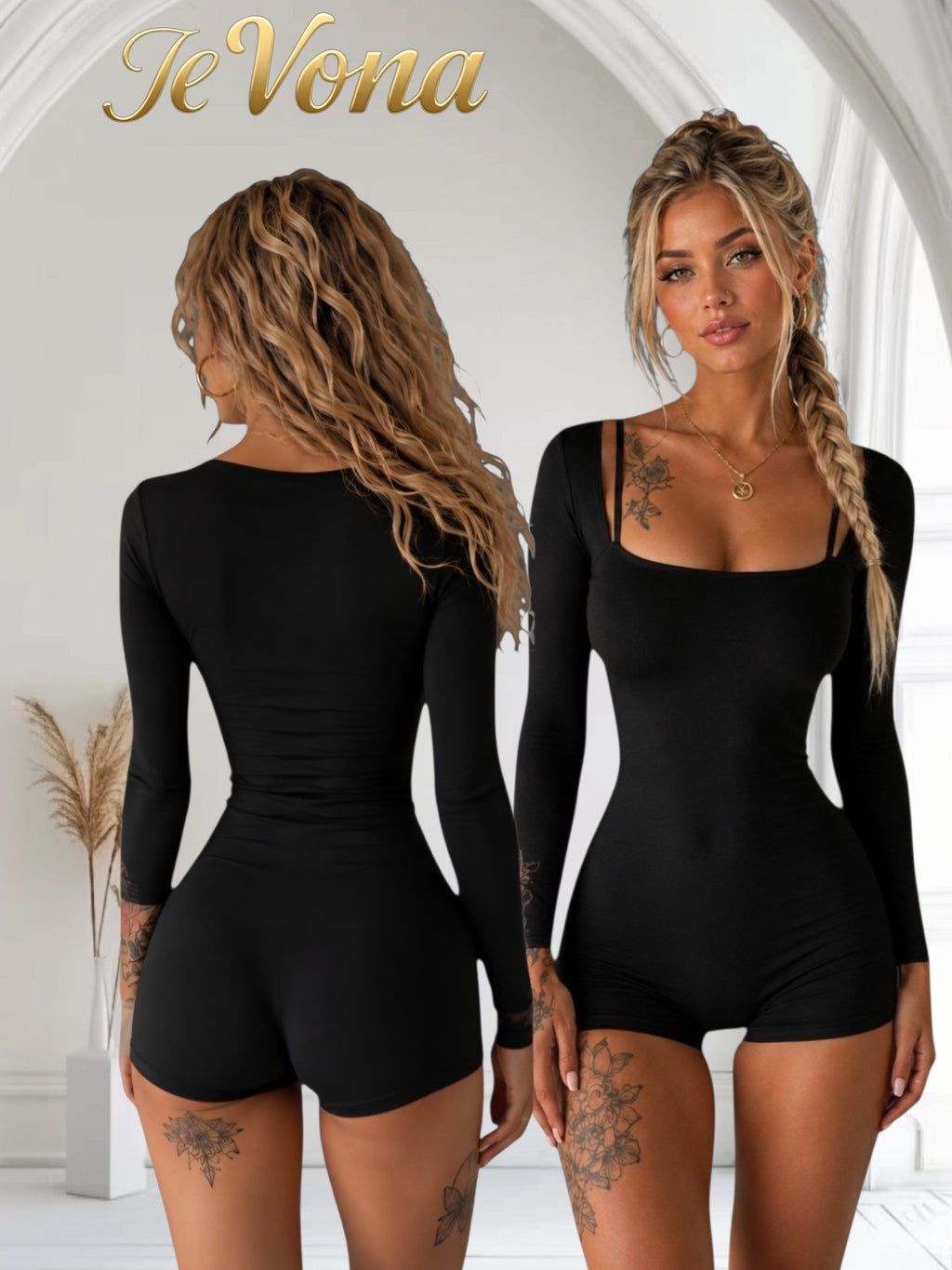 Fitness Jumpsuit Fevona Zwart 2-Delig